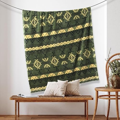 Miniatura 5 de Manta de forro polar ultra suave y acogedora, patrón azteca reversible, ligera, cálida, decorativa, estilo bohemio, para sofá, dormitorio, al aire