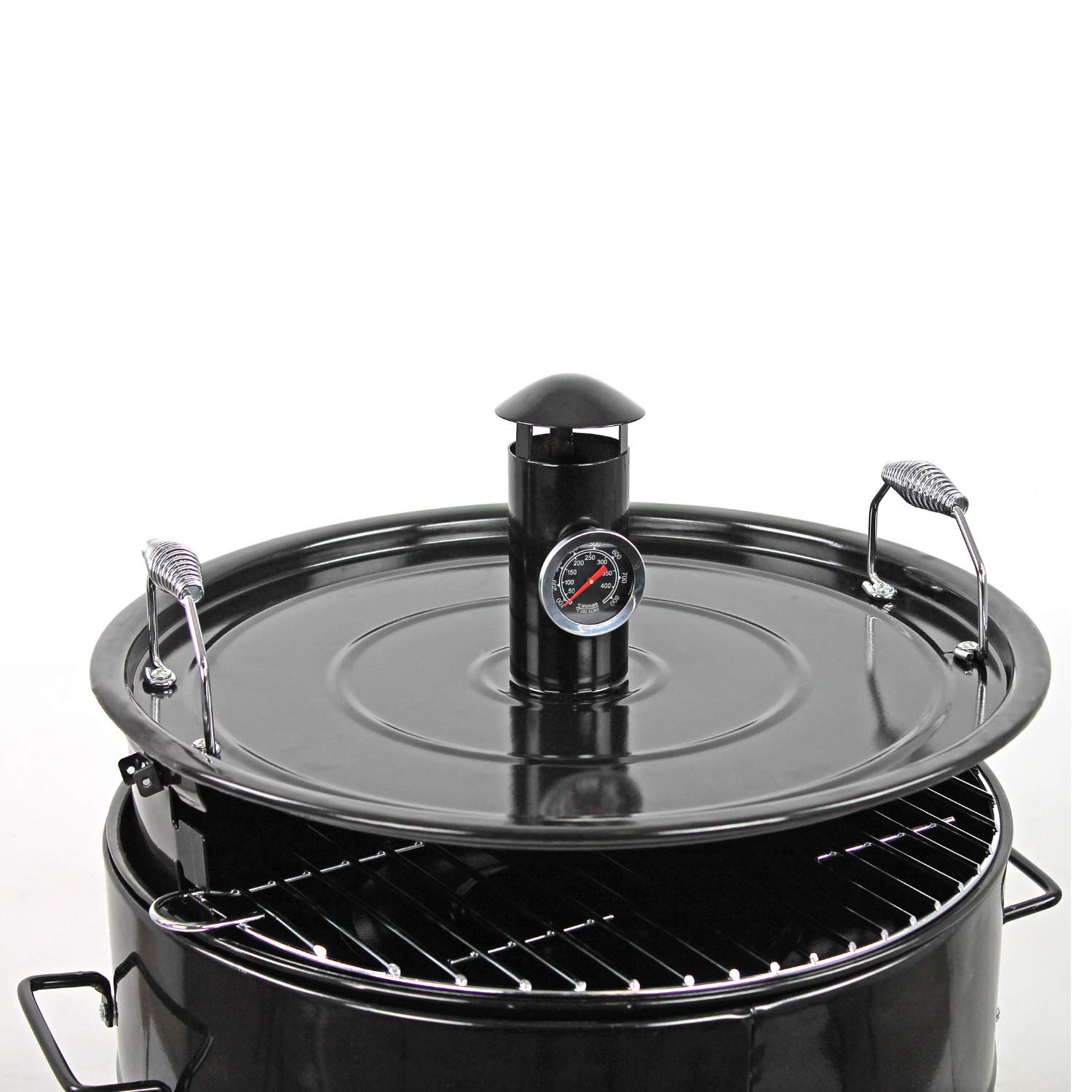 MasterCook - Barbecue A Carbonella Barrel Impilabile In Acciaio Con Termometro E Coperchio, 3 in 1 Multifunzione Grill, Affumicatore E Forno Pizza, Diametro 48 Cm E Altezza 100 Cm
