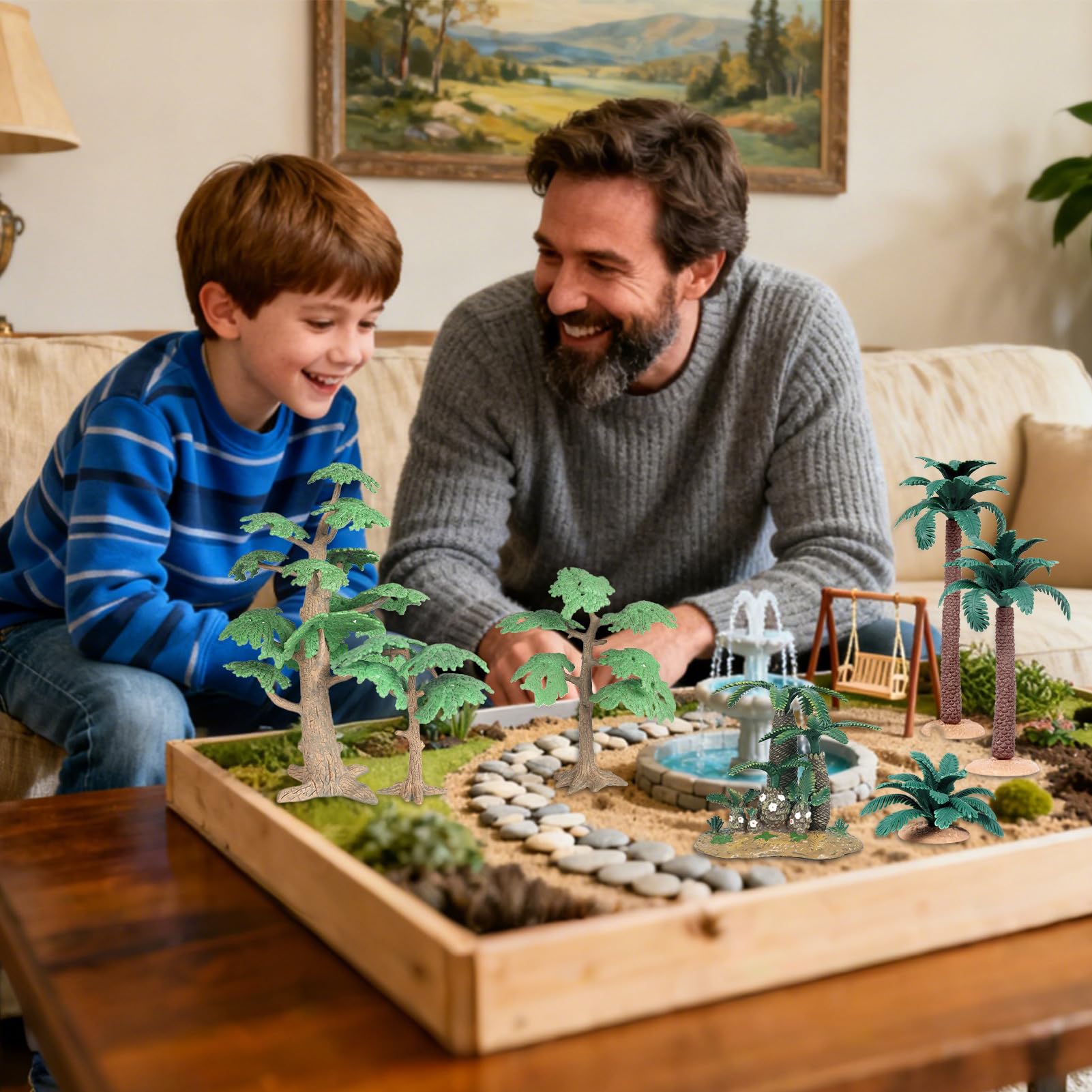 Miniaturowe Modele Drzew 7 Sztuk Figurinek do Scenerii, Krajobrazu i
