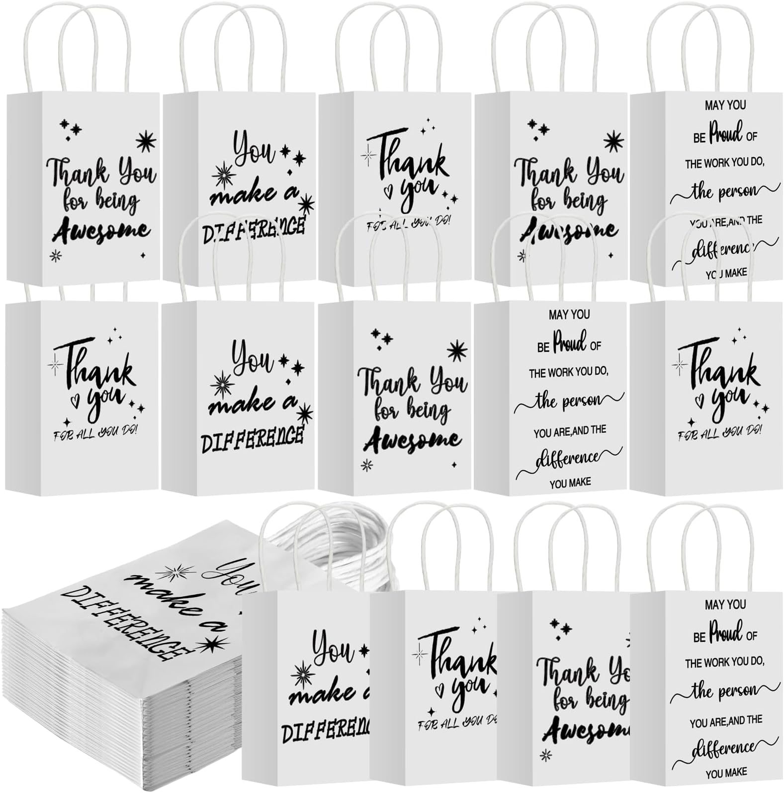 Gueevin 40 Thank You Employee Gift Bags,Appreciation,White | Back to School Employee Appreciation Gift Housekeeping Surgical Tech Week Staff Team Thank You for Being Awesome