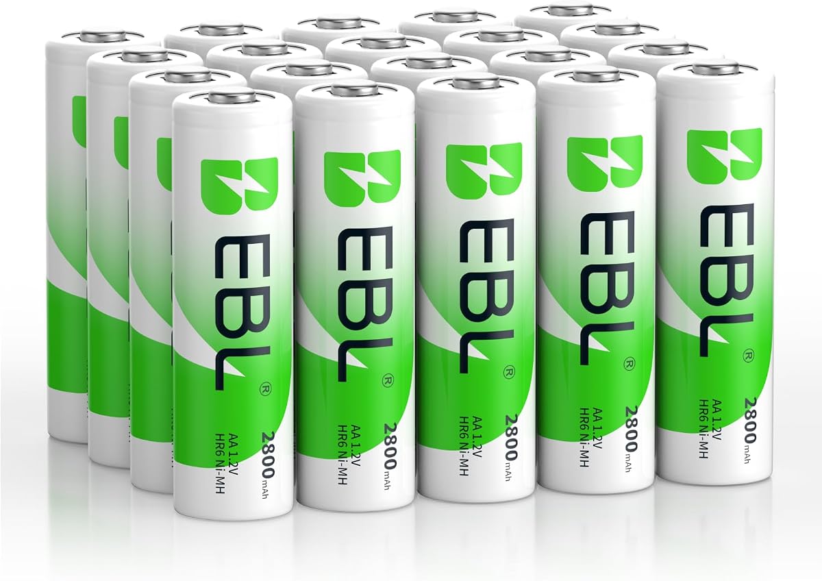 EBL 20 pilas AA recargables 2800 mAh pilas AA de alta capacidad