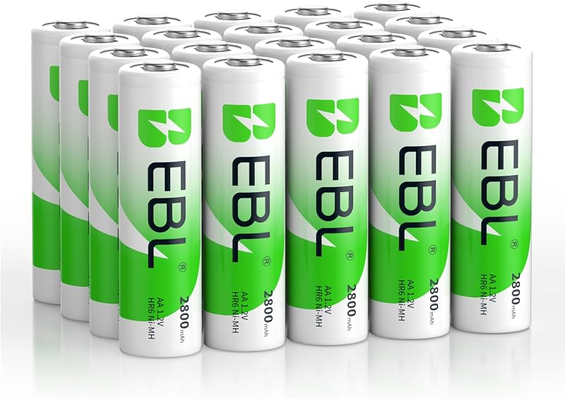 EBL 20 pilas AA recargables 2800 mAh pilas AA de alta capacidad