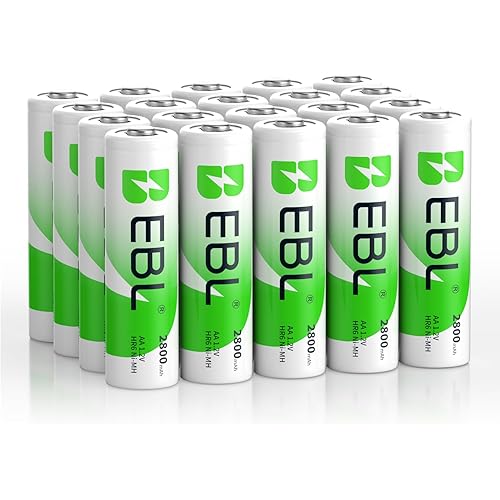 EBL 20-Counts AA Rechargeable Batteries 2,800mAh High Capacity AA Batteries