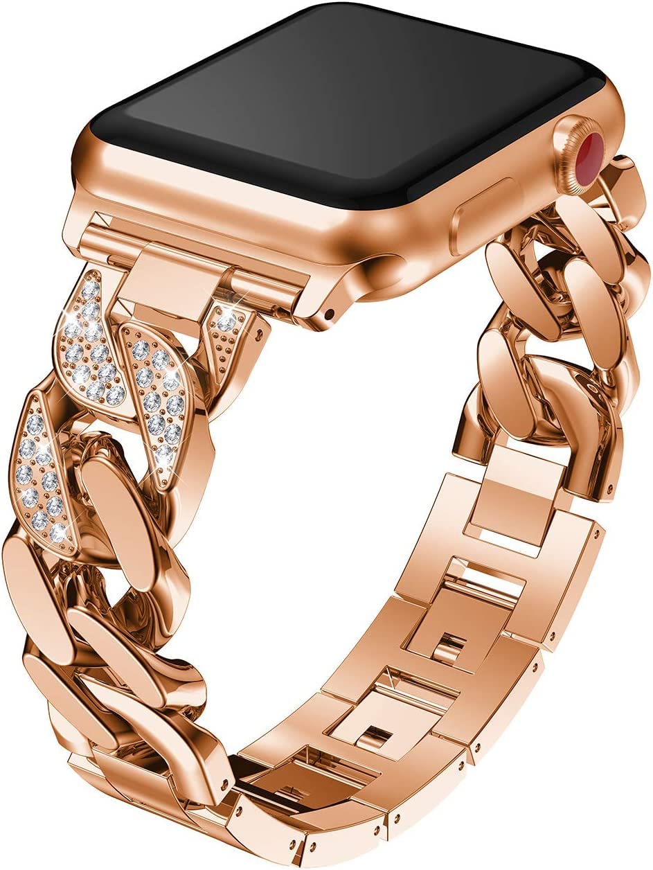 GenericMetal Strap Compatible for Apple Watch 38/40/41/42/44/45/49mm for Women, Replacement Bling Diamond Bracelet Stainless steel Band for Apple Watch SE/iWatch Series 8 7 6 5 4 3 2 1
