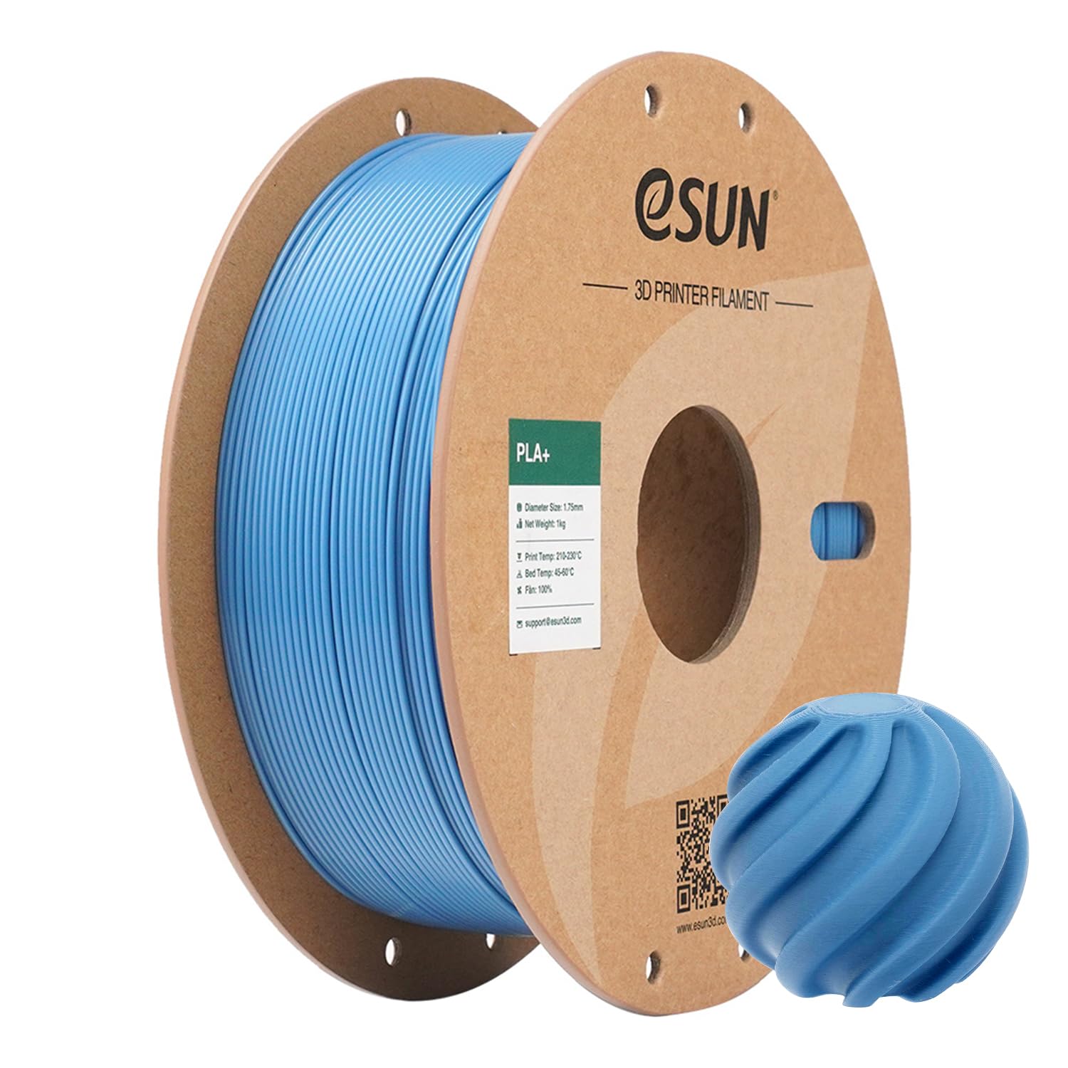 eSUN PLA+ Filament 3D Printer Filament PLA Plus 1KG Haze Blue | PLA Plus 1.75mm, Dimensional Accuracy +/- 0.03mm, 1KG Spool (2.2 LBS) 3D Printing Filament for 3D Printers