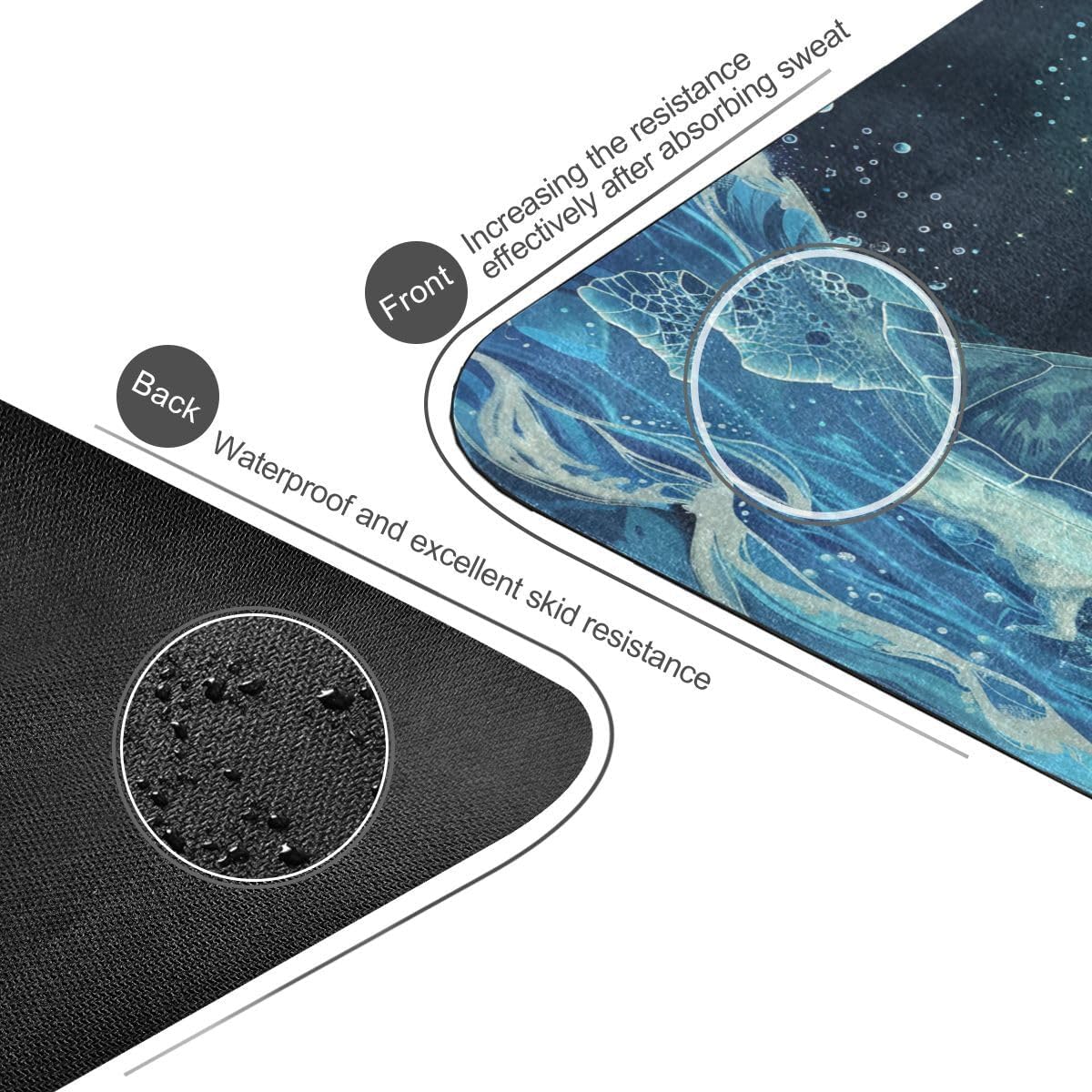 ALAZA Moon Turtle Water Yoga Mat Non Slip Fitness Exercise Mat, Workout Mat for Yoga, Pilates and Floor Exercises