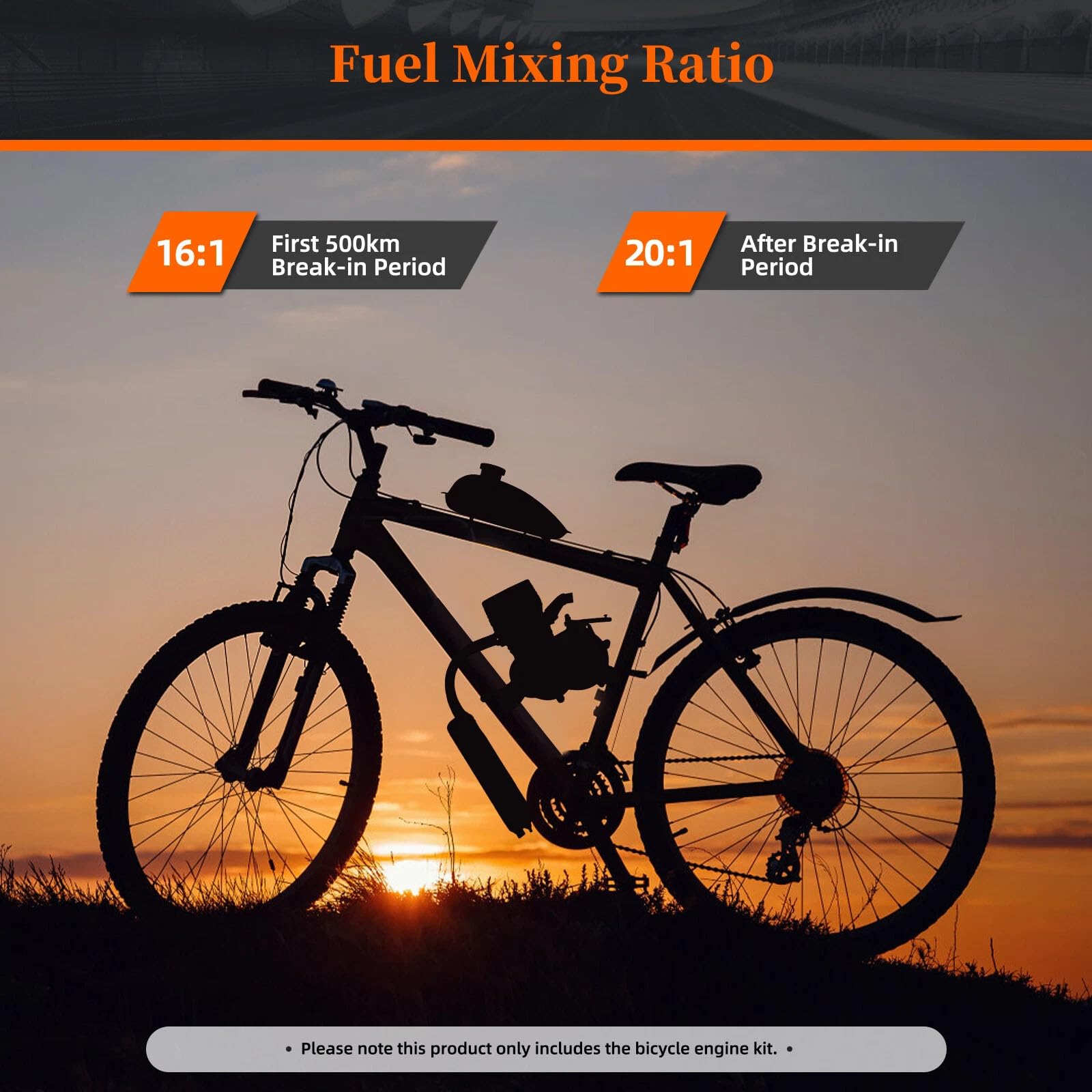 80cc 2-Takt Fahrrad Motor Kit, CDI Zündungsart Cycle Engine Kit, Single Cylinder Zweitaktmotor für 26/28" V-Rahmen Fahrräder