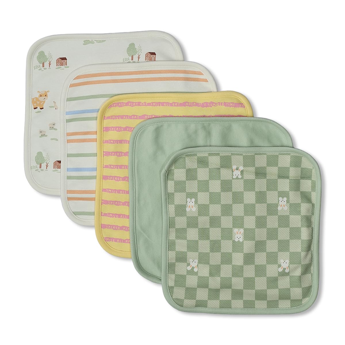 miniklub Baby Unisex Multicolor Wash Cloth, Pack of 5 (ONE Size)-picture-11