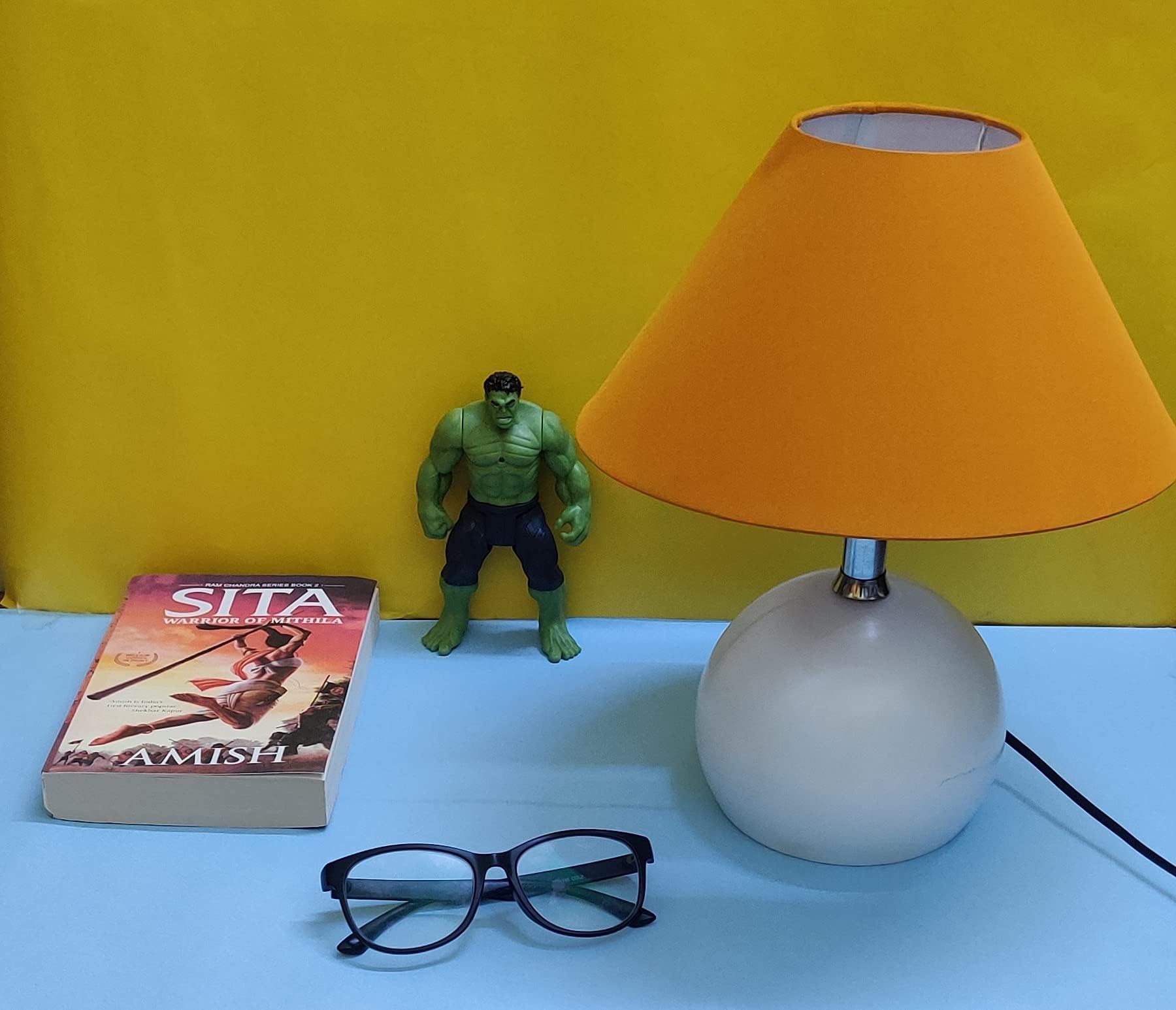 Metal Conical Shade Table Lamp (Mustard Color)