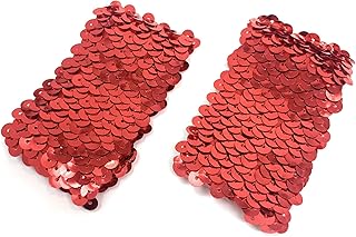 Cadoline Par de puños de vestido de lujo de pulsera delgada de poliéster con lentejuelas elásticas de 17 cm x 4,5 cm