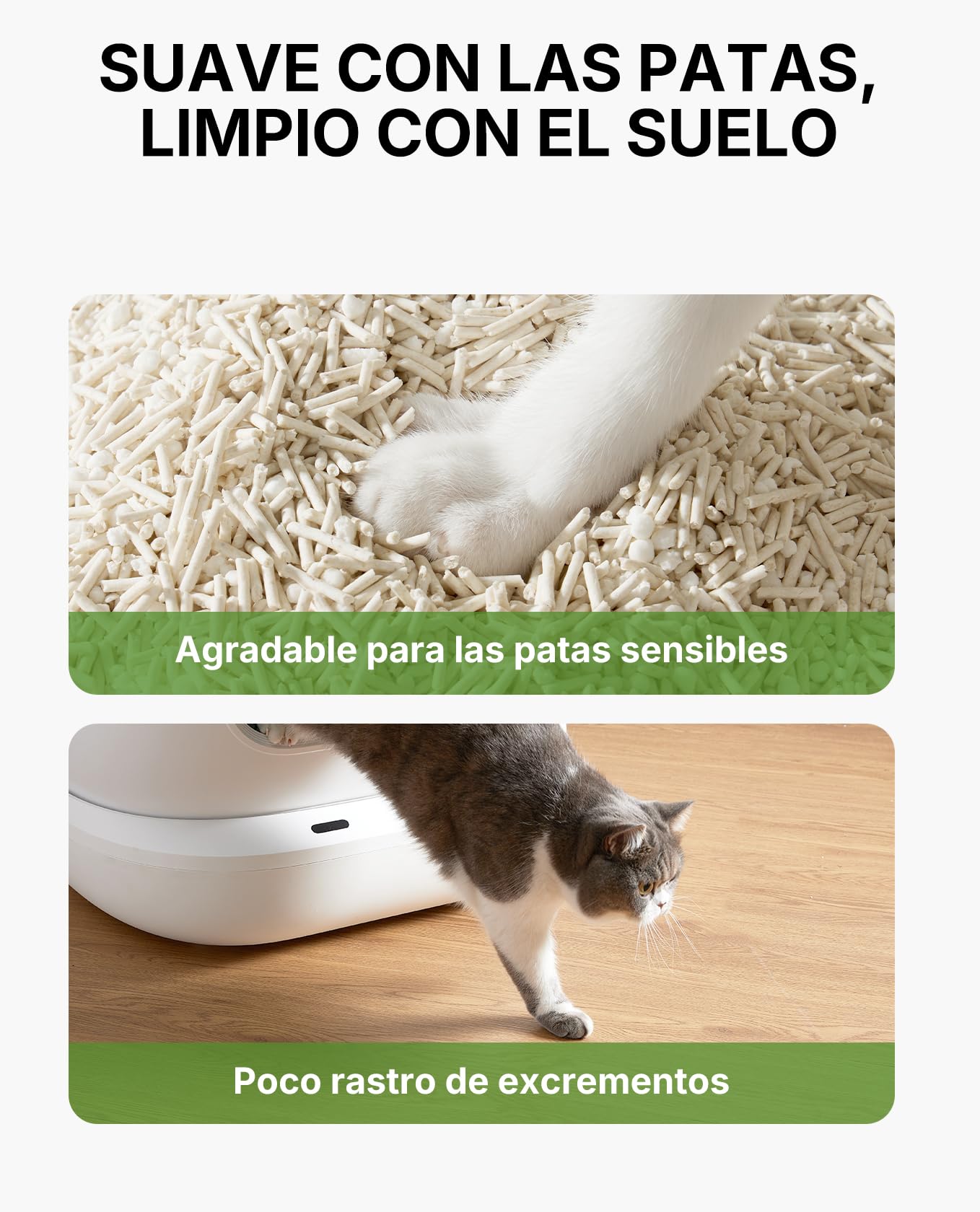 PETKIT Nueva Arena de Tofu para Gatos, 9.6kg, Arena Aglomerante para Gatos, Tapioca, 100% Natural, Superabsorbente, Control de Olores, Sin Polvo, Enjuagable, 2.4kg, 4 Bolsas
