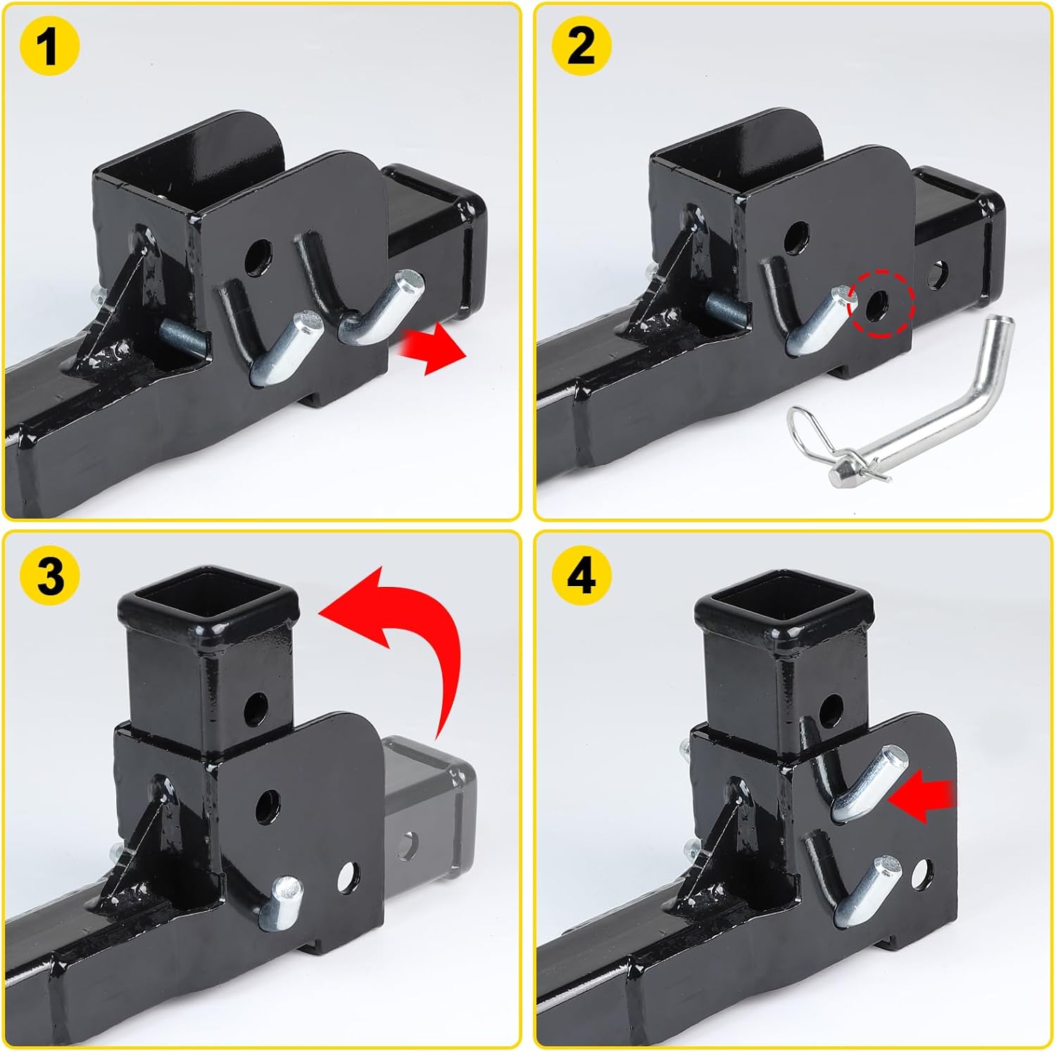 CPROSP 2'' Trailer Hitch Extension 16.3'', Folding 2" Trailer Hitch Extension Mount Shank Foldable Adapter