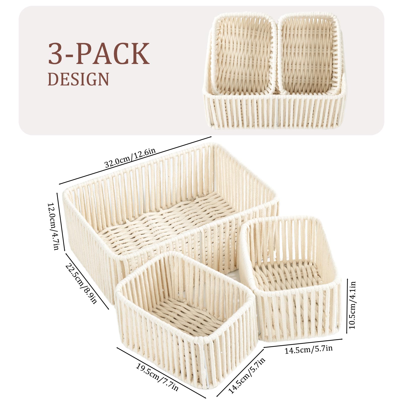 2 Cesti Intrecciati In Corda Di Carta - Con Manici Per Organizzazione Casa - Foto 9