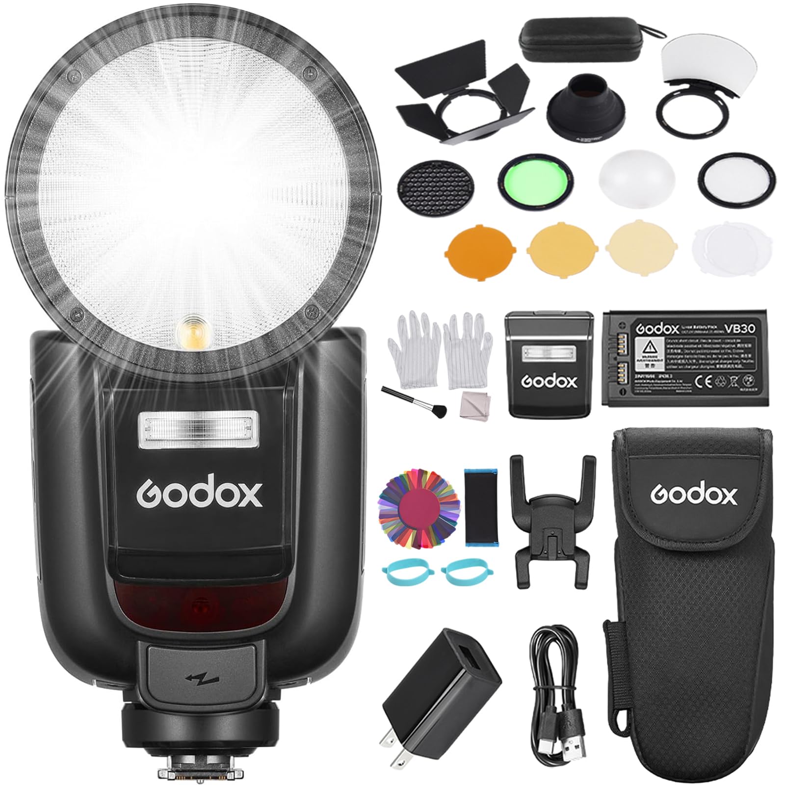 GODOXV1Pro-S Flash, Strobe, Sony Compatible, Split Sub-Flash Design, 76WS, 2.4G, TTL AK-R1 Set (v1pro-s)