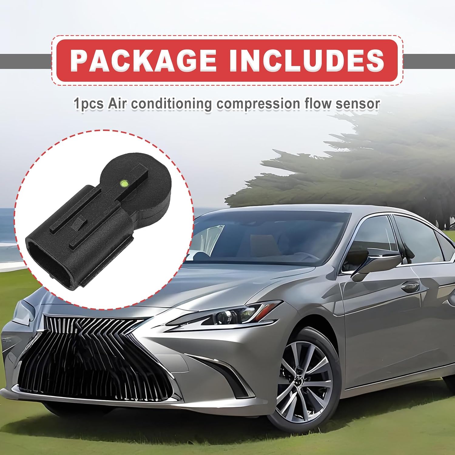 926-818 AC Compressor Flow Sensor 3 Pin Plug A C Refrigerant Sensor Replacement for Lexus ES300h ES350 GS200t GS450h RX350 RX450h Toyota Avalon Camry Highlander Sienna Scion