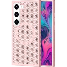 CCSmall for Samsung Galaxy S23 Heat Dissipation Case with Magnetic Ring, Mesh Breathable Hollow Cellular Hole Slim Phone Case Cover for Samsung Galaxy S23 SR Pink