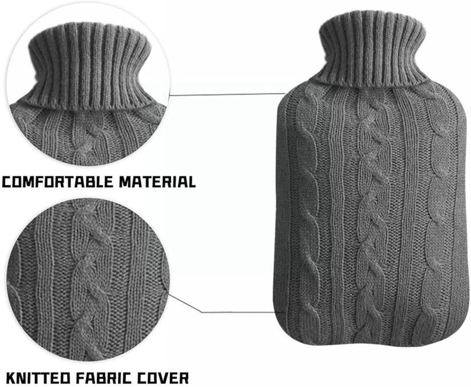 Hot Water Bag Hot Water Bottle Knitted Cover Hot Water Packs Case Cold-Proof Warm Hot Water Bottle Pouch Knitted Cover Removable Hot Water Bag. (Color : F) (C)