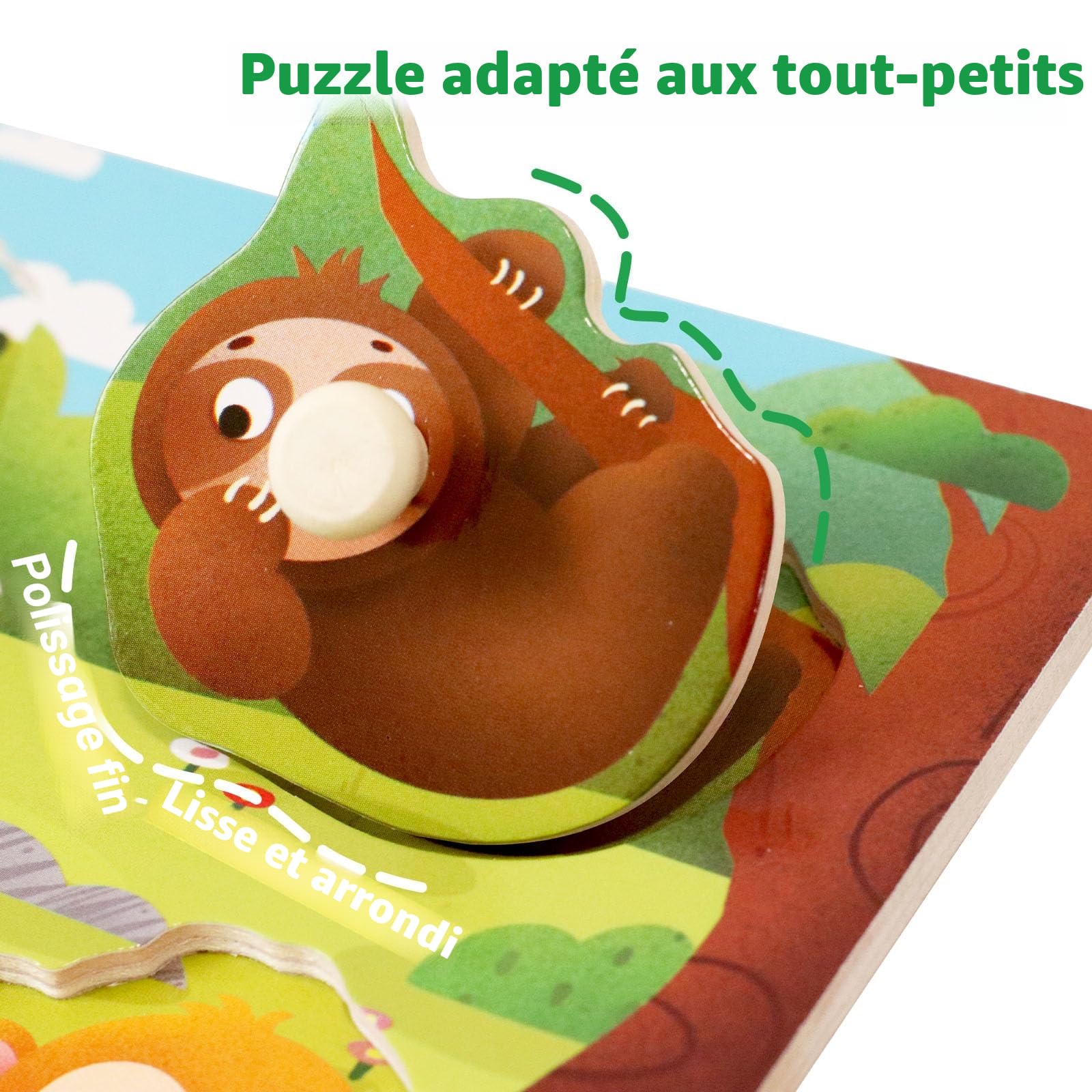 Puzzles en Bois pour Enfants Animal Montessori Jouet Éducatif Bébé 1 2 3 Ans