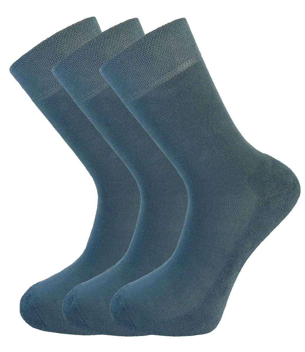 Green Bear Unisex Bamboo Teal Blue Colour Socks 6-8 - Cushioned Sole - Soft & Antibacterial - 3 Pack