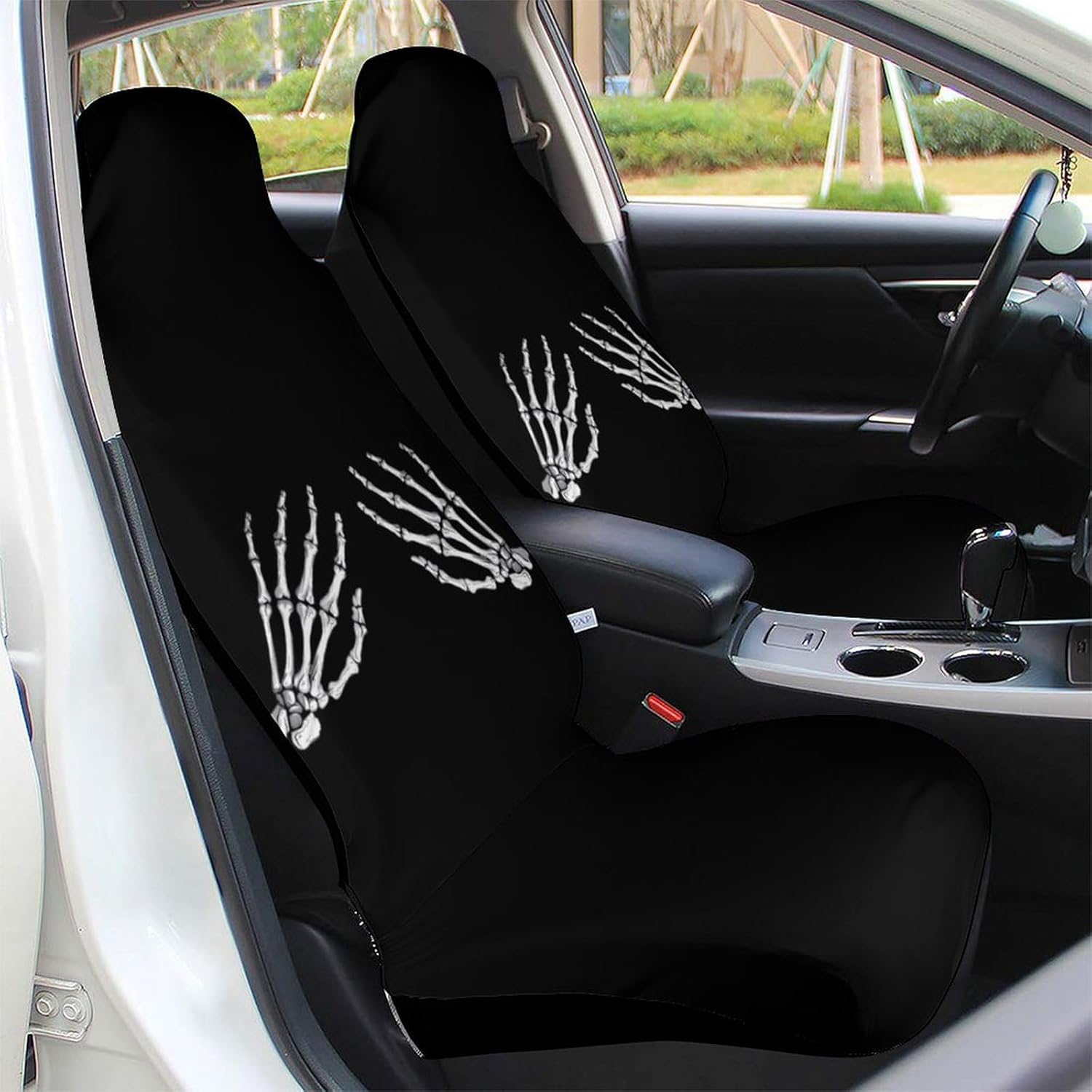 Skeleton Skull Print Car Seat Covers Automotive Seat Covers Car Seat Protector Auto Front Seats Protector for Most Cars 2PCS