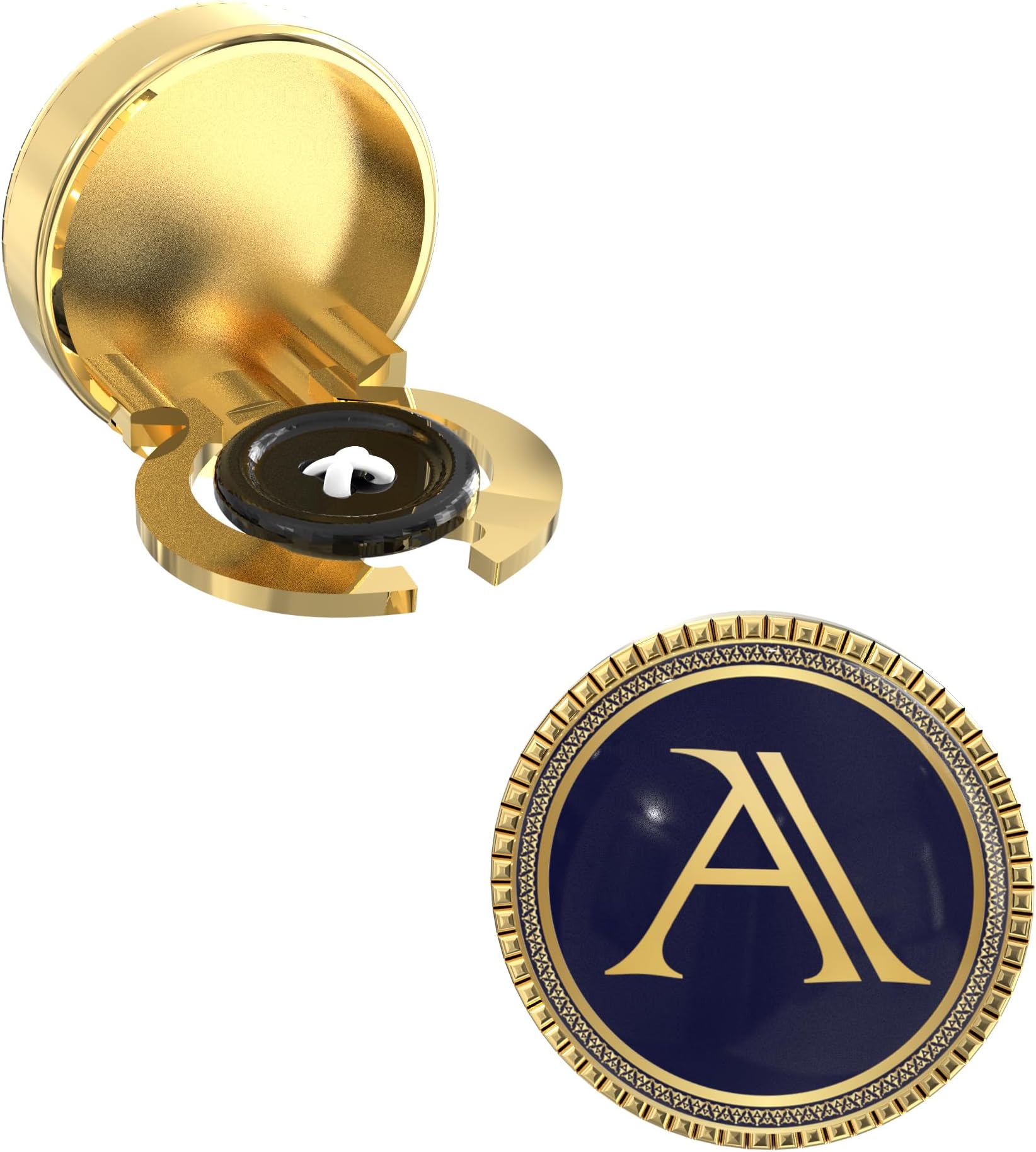 18K Yellow Gold Colour Plated Snap on Button Cover Cufflinks for Men - Stylish Accessories for Casual & Formal Shirts - Ideal Wedding, Birthday, & Anniversary Gift