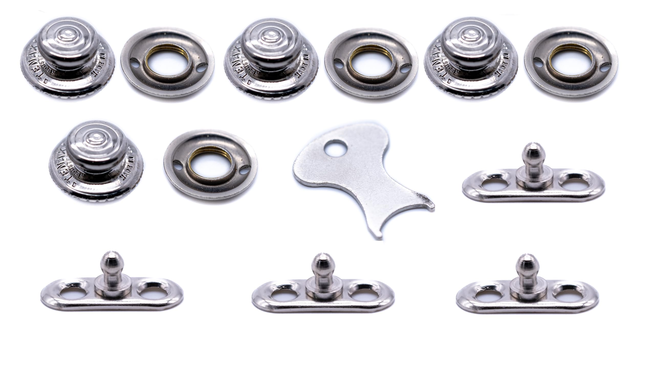 4 x Tenax fastener 2 hole base stud set (Made in England) button nut and stud