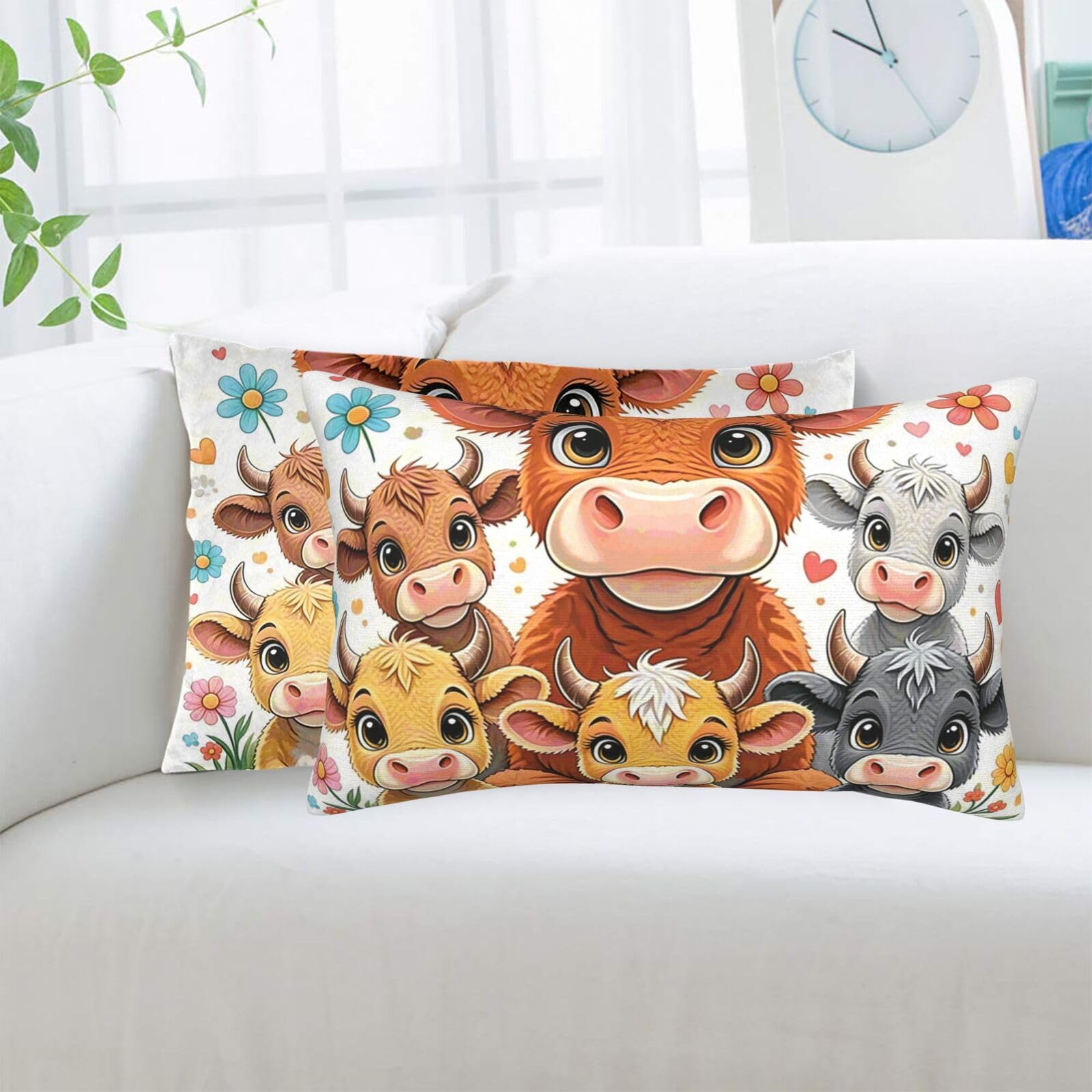 2 Pack Standard Pillowcases Sets, Ultra Soft Comfort Microfiber Plush Pillow Cases Cow Decorative Throw Pillow Cover with Hidden Zipper for Bedroom, Sofa, Couch,20"X30"