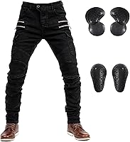 Vista 9 de LOMENG - Pantalones de motociclismo para hombre, pantalones de motocross para motocicleta, jeans de ciclismo, seguridad CE, rodilla y cadera