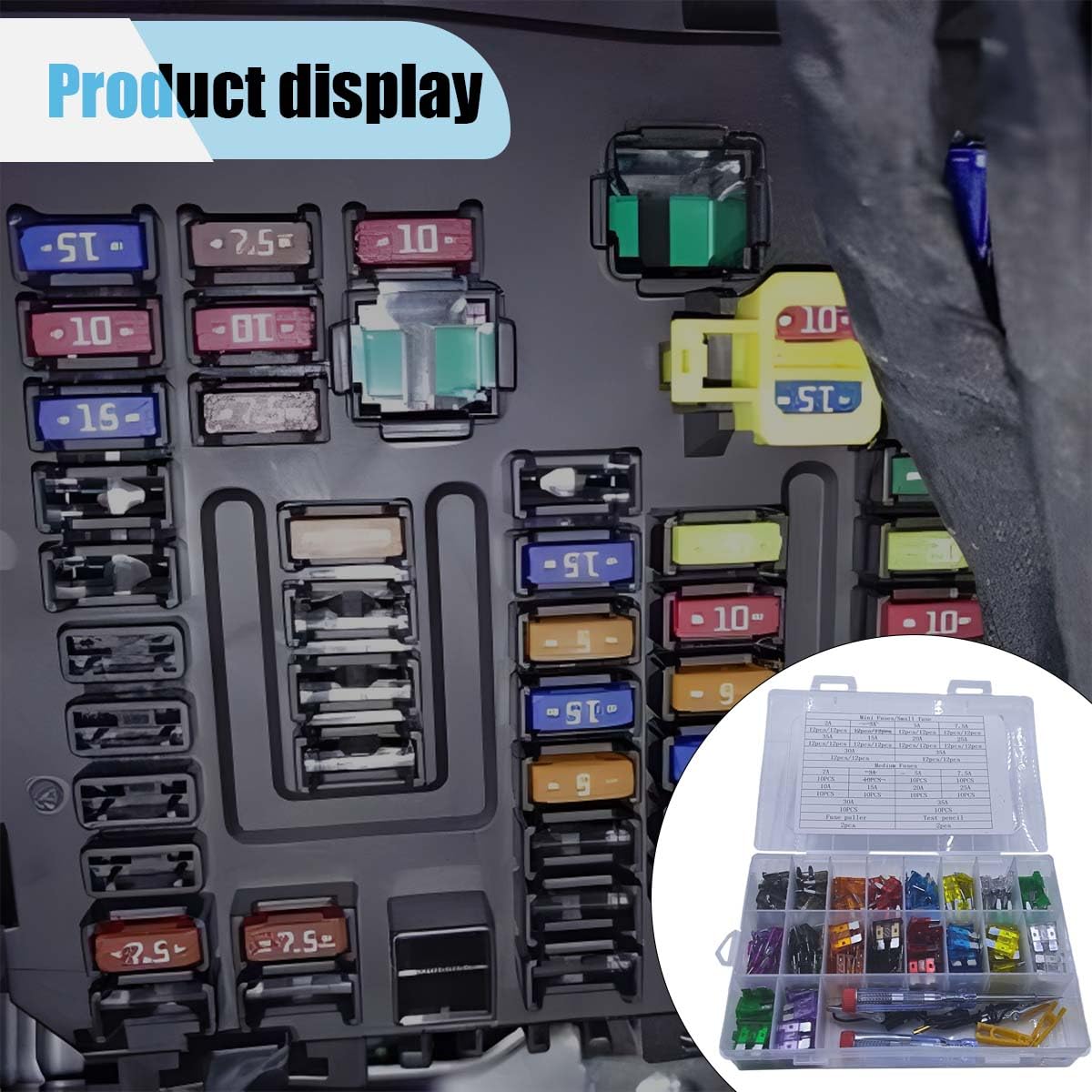 Kit assortito di 306 fusibili per auto, mini fusibili standard e a basso profilo, con tester per circuito e estrattore di fusibili, kit di fusibili a lama di ricambio per auto e camper (2A/5A/7,5A/10A