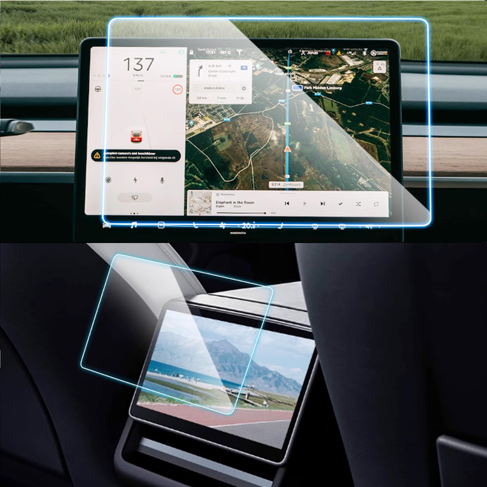 Lot De 2 Films De Protection Verre Trempé 9H Pour Tesla Model Y Juniper 2025 & Model 3 Highland 2024 - Écran 15,4" Et 8" | Anti-Reflets, Anti-Empreintes - 4