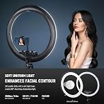 NEEWER RP18B Pro Lumière de l'anneau 18" avec support de trépied et support de téléphone compatible avec iPhone, 45W 2900K-7000K App Control Nettoying Cloth, Selfie Video Recording Maquillage Studio Streaming Lighting, Noir