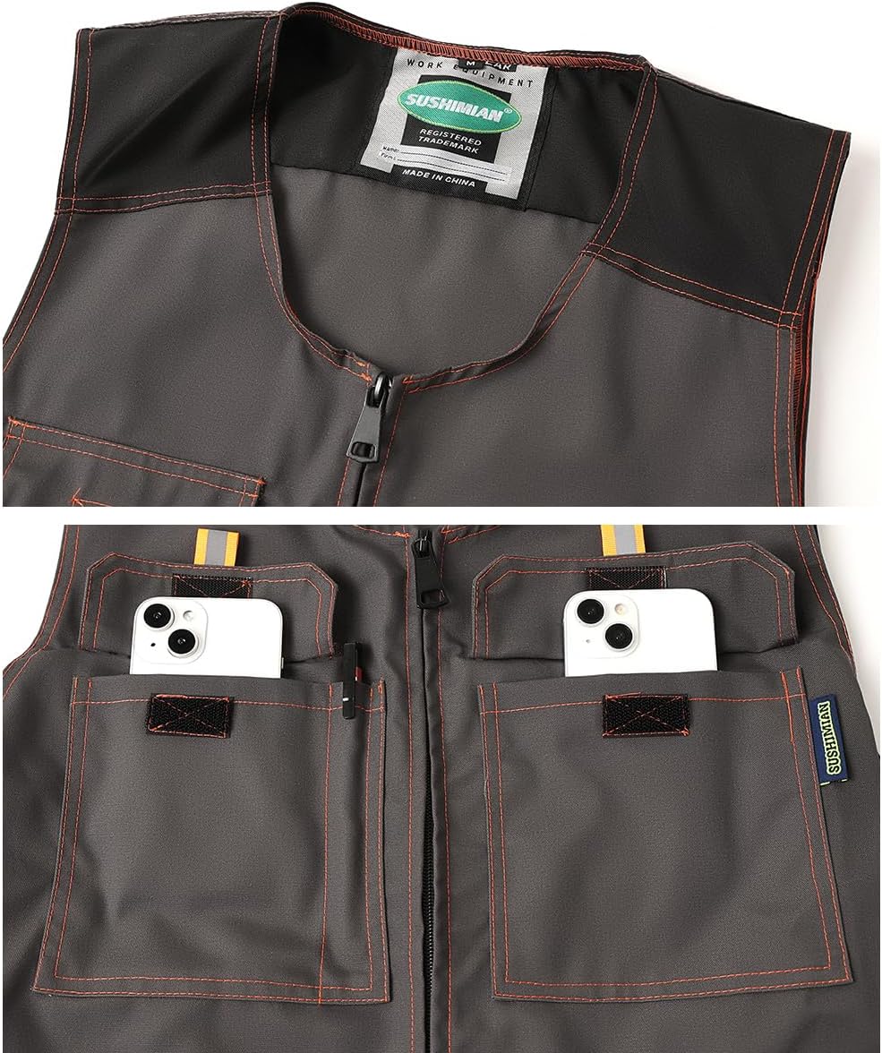 Men's Sleeveless Coveralls Multi-Functional Mechanics Workwear Stylish Work Coveralls Overalls Cargo Jumpsuit