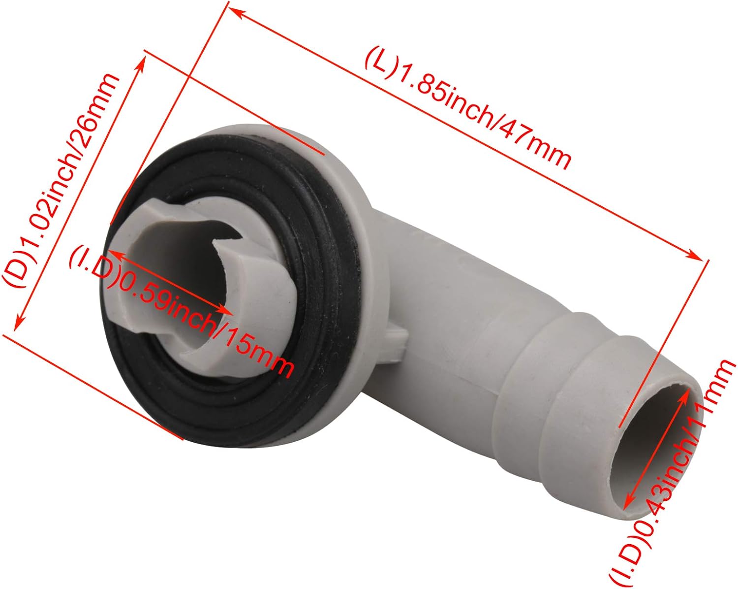RDEXP Air Conditioner Drain Hose Kit Elbow Connector Adapter for 14mm ID with Rubber Ring Set of 5
