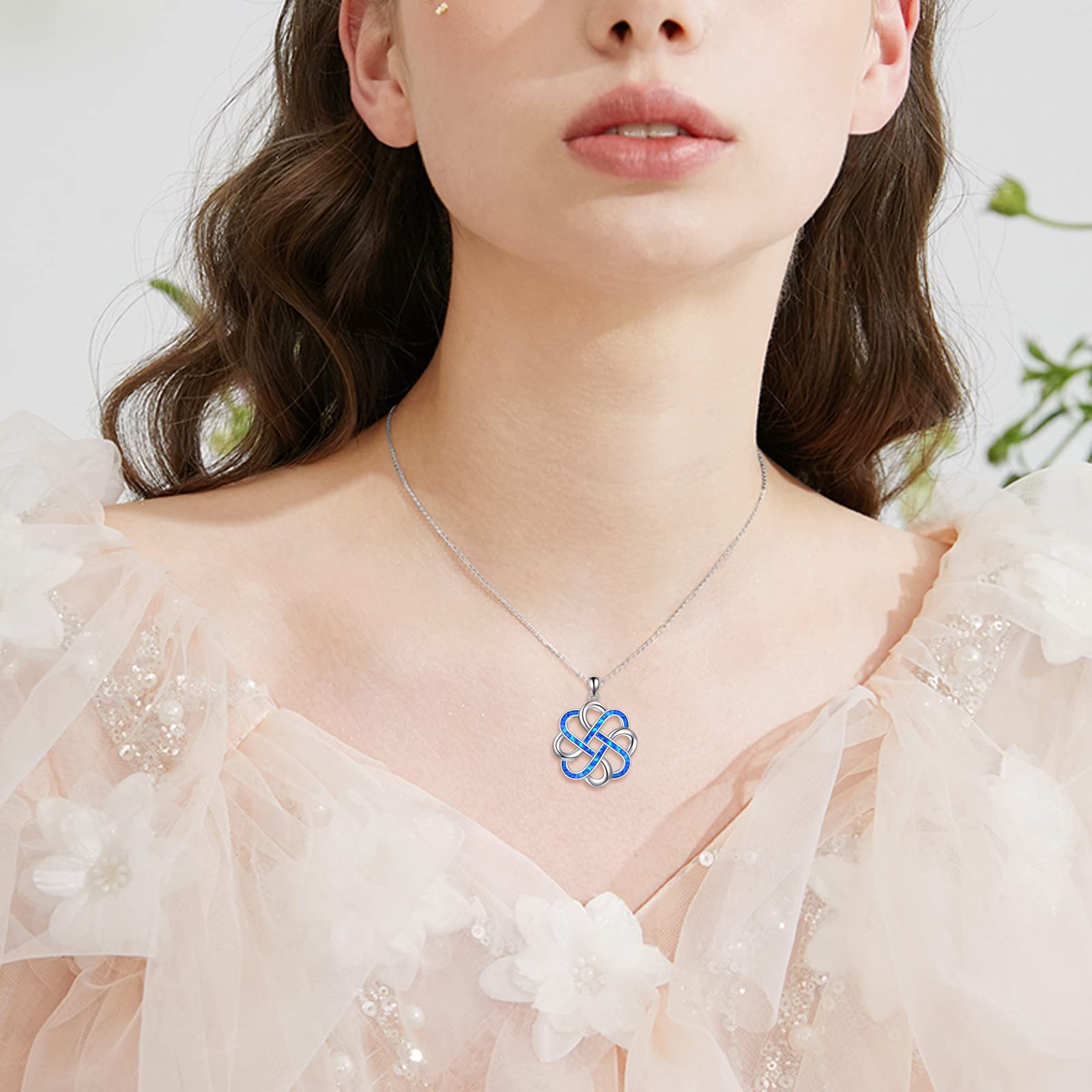 YFN Keltischer Knoten Halskette Sterling Silber Keltisch Anhänger Kette Schmuck Geschenke für Damen Mädchen