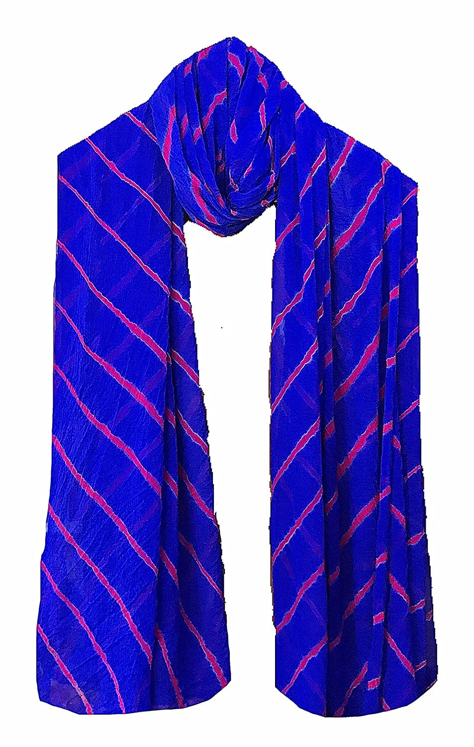 M.S. BANDHANI Women's Chiffon Leheriya Dupatta (Purple Pink)-image-10