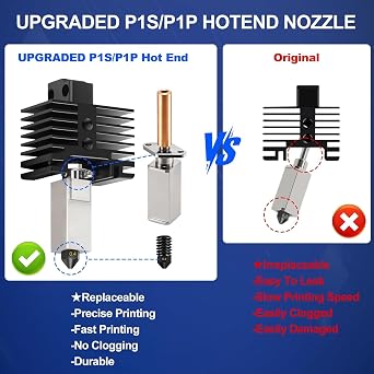 Upgraded 0.4 mm Hotend Kit for Bambu Lab P1S/P1P 3D Printer, Thermistor