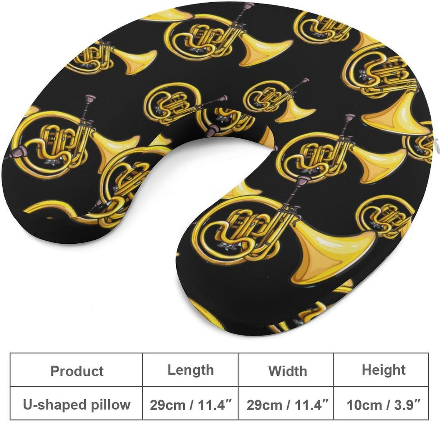 French Horn Travel Pillow U Shape Neck Pillow Washable Pillowcase for Sleeping Chair