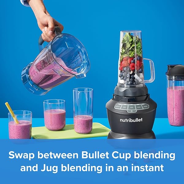 nutribullet Hot & Cold Blender Combo - Charcoal Grey - 3 Pre-Programmed Smart Cycles & 2 Pulse & Extract Functions - Blend Fruit, Ice & Nuts - 1.8L Capacity - 1200W Base with 3 Cups & 2 Flip-Top Lids - 3
