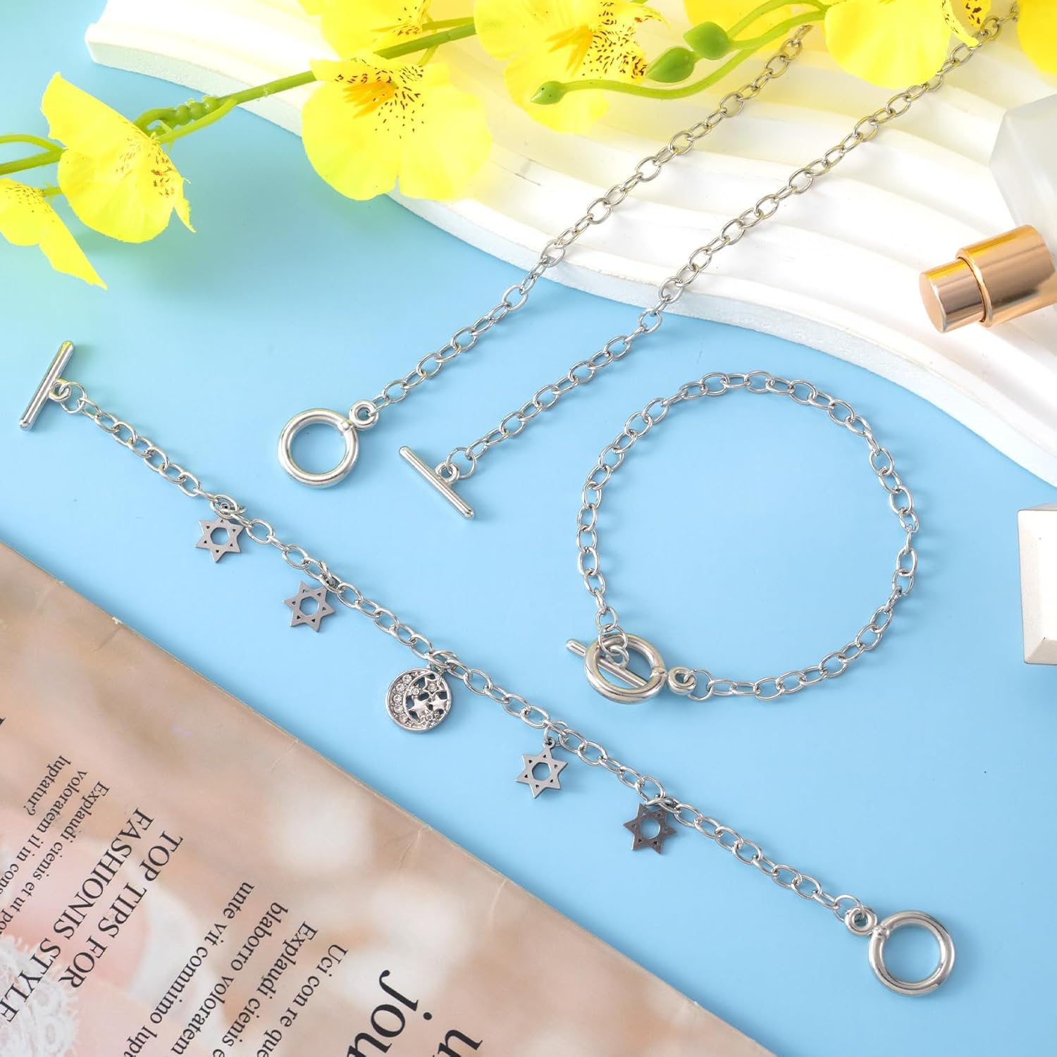 6 PCS Bracelet Chains for Jewelry Making, Chains with OT Buckle Link Chain Bracelets for Women DIY Crafts - Image 4