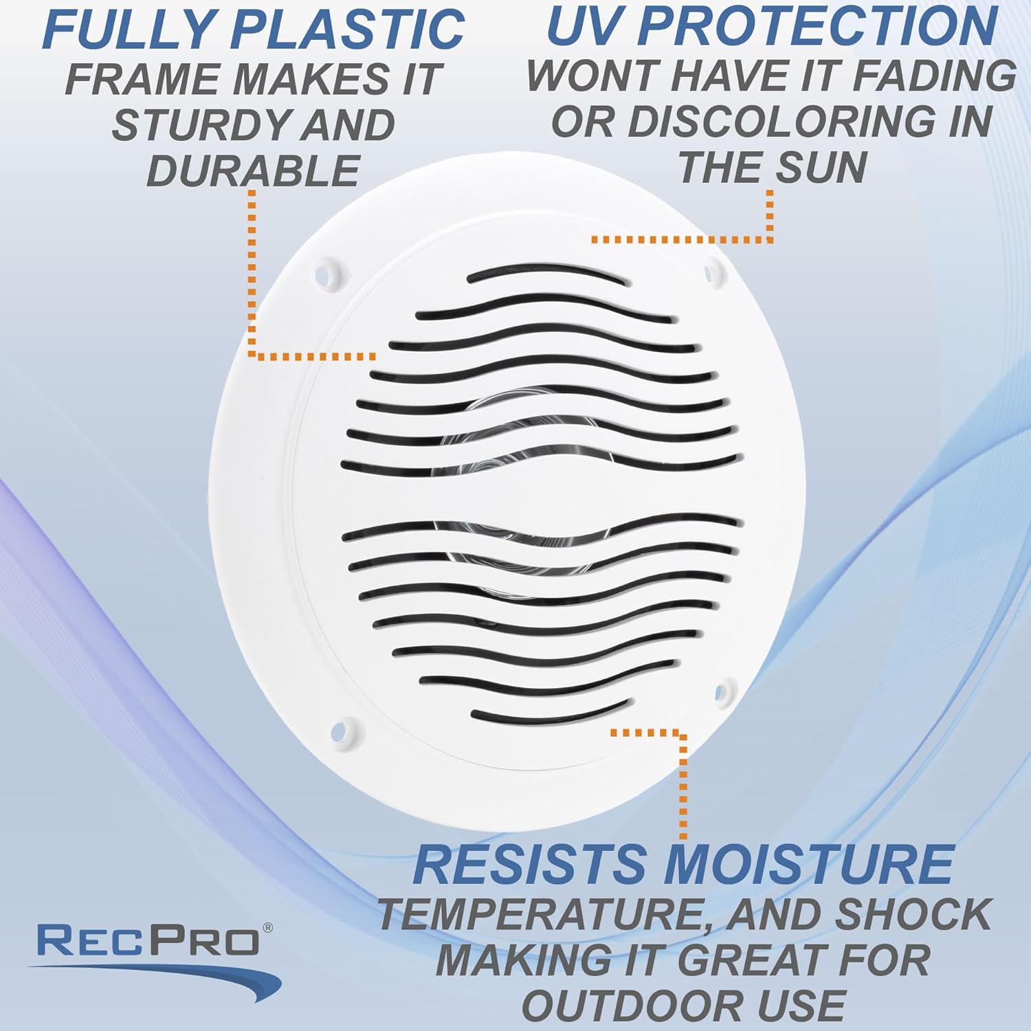 RecPro RV Outdoor 5" Dual Cone Speakers | Water & Weather Resistant | Perfect OEM Replacement | 2 Pack (White)