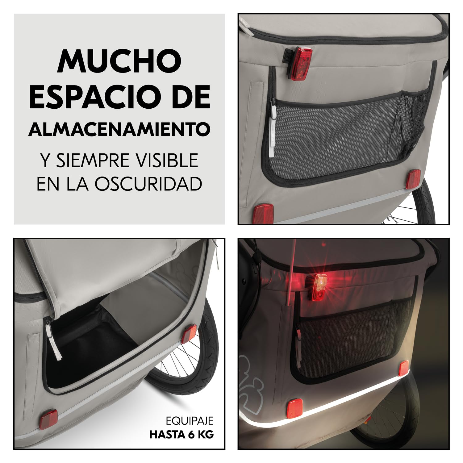 hauck Bike N Walk Duo Set Completo 3 en 1 Remolque Bicicleta 2 Niños - Silla de Paseo Doble Plegable Desde 6 Meses hasta 22 kg o 120 cm - Suspensión - Freno de Mano - Maletero - Gris Claro