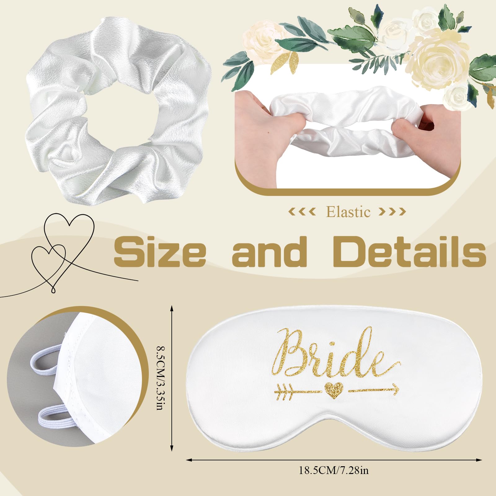 Hestya 6 Pcs Bride to Be Gifts Include Cosmetic Tote Bag, Bride Slippers, String Bracelet with Card, Makeup Mirror - Image 4