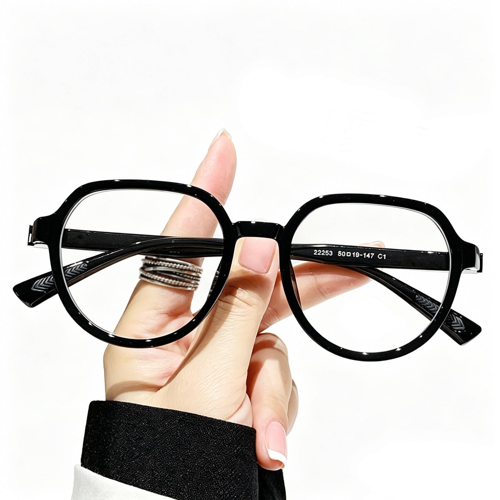 KLJUddGY Lightweight Eyewear Frames Non Prescription Eyeglasses Spectacles for Computer Full Rim Reading Glasses Fashion Decorative(Nero)
