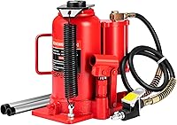 SPECSTAR 20 Ton Pneumatic Air Hydraulic Bottle Jack - Manual Hand Pump, Heavy Duty Truck & Auto Lift, Red