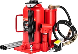 SPECSTAR 20 Ton Pneumatic Air Hydraulic Bottle Jack - Manual Hand Pump, Heavy Duty Truck & Auto Lift, Red
