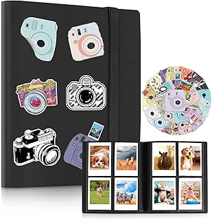 160 Pockets Photo Album with Colorful Stickers for Fujifilm Instax Mini LiPlay EVO 7s 8 8+ 9 11 25 26 50s 70 90 Film, Polaroid Snap SnapTouch PIC-300 Z2300 Mint Zip Instant Camera Printer (Black)