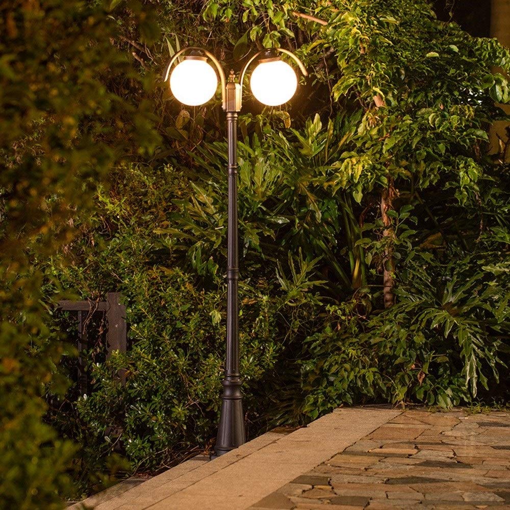 Lampe de Jardin rétro à 2 lumières, 221 cm, Lanterne Traditionnelle sur Poteau étanche IP54, éclairage de Rue et de Villa en Aluminium, lampadaire de Jardin.,