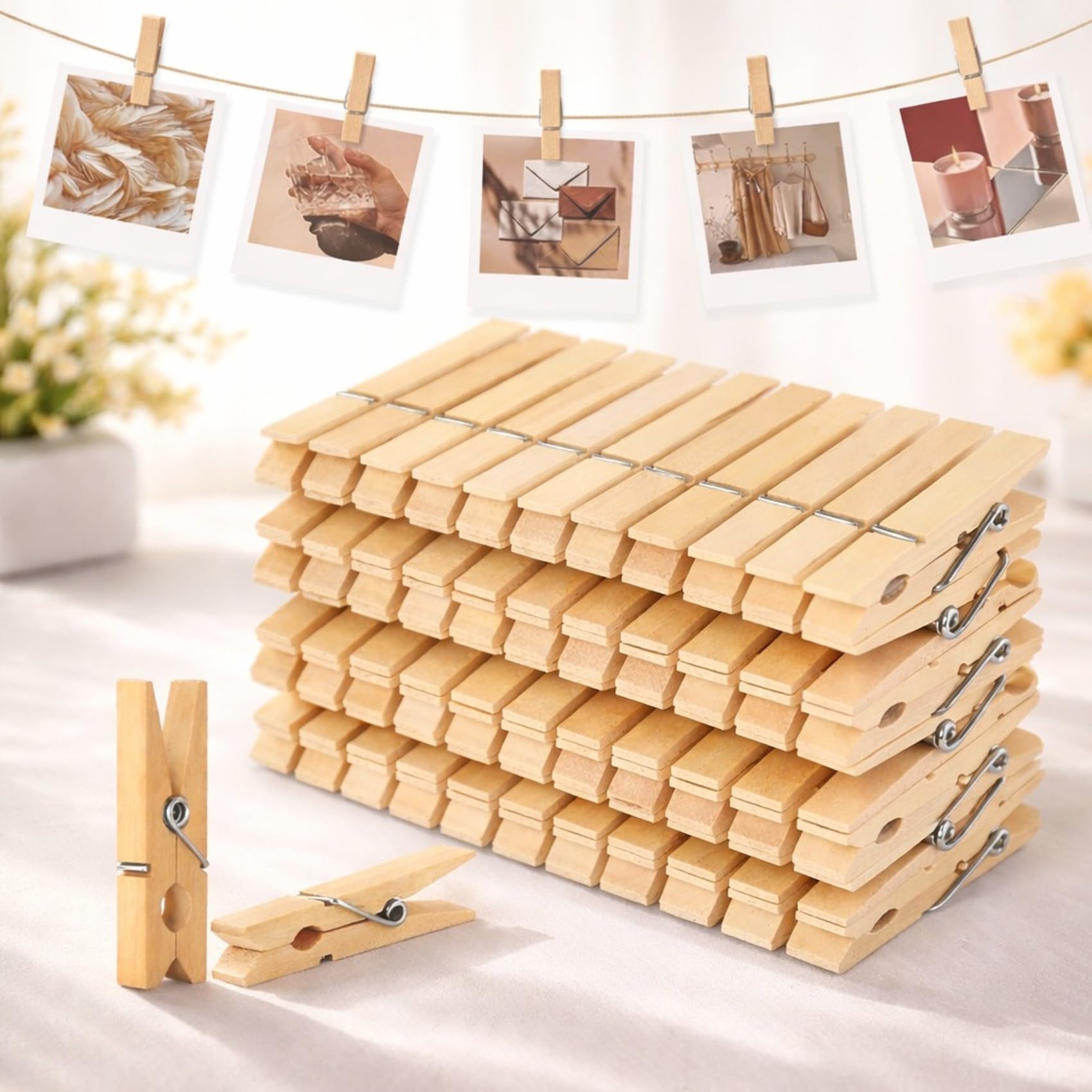 PulGos Bamboo Cloth Clips Pack of 3 (60 pcs) | Heavy Duty Wooden Pegs for Clothes Drying | Strong Grip Eco-Friendly Laundry Clips | MultipurposeWooden Clips for Indoor and Outdoor use-image-25
