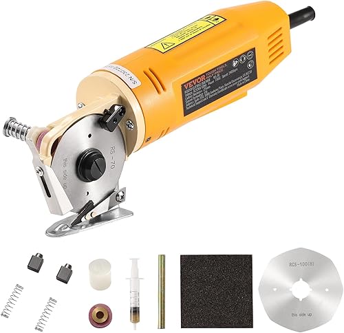 Cortador de tela, máquina de corte rotativa eléctrica de tela de 170 W, grosor de corte de 1 pulgada, cuchillo octogonal, con hoja de repuesto y
