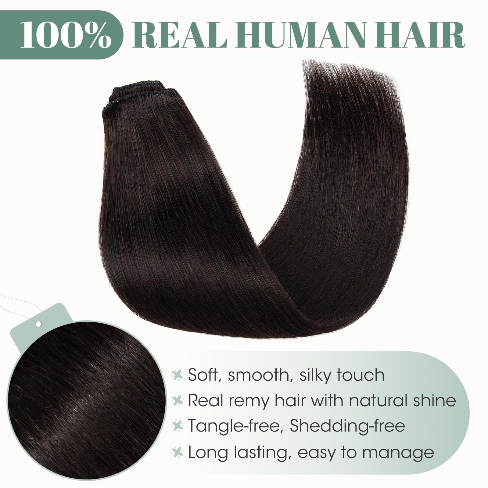 Hair Extensions Clip in Black Remy Human Hair Extensions 10 Inch Straight Clip in Human Hair 8pcs Seamless Real Natural Hair - Image 4